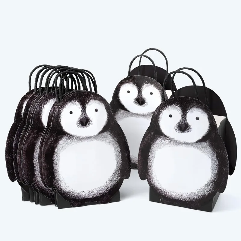 8pcs Penguin Gift Bags Black White Paper Bags Candies Gifts for Birthdays Parties Wedding Baby Shower Frozen Party Bags Supplies