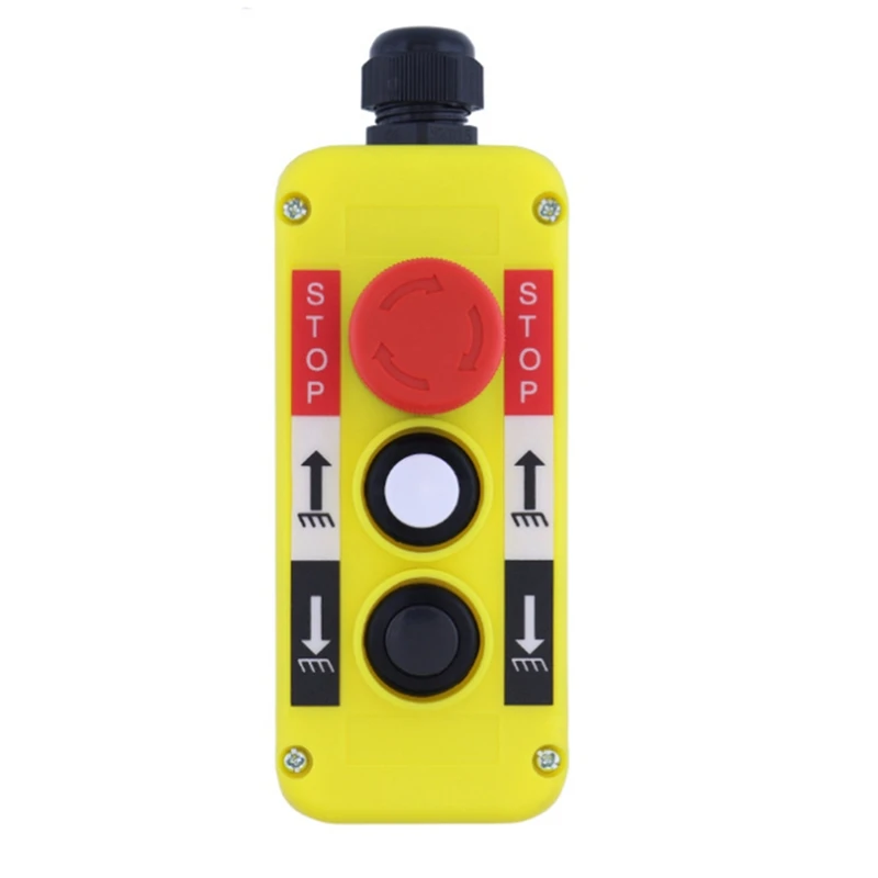 Electric Crane Remote Control Push Button Emergency Stop Switch Rainproof UP Down Hoist Switch Wear-Resistant