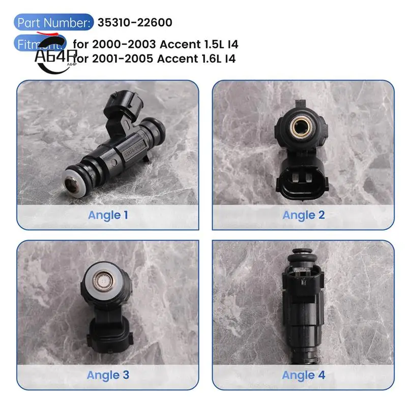 

A64P-4Pcs Fuel Injectors 35310-22600 For Hyundai Accent 00-05 1.5L 1.6L I4
