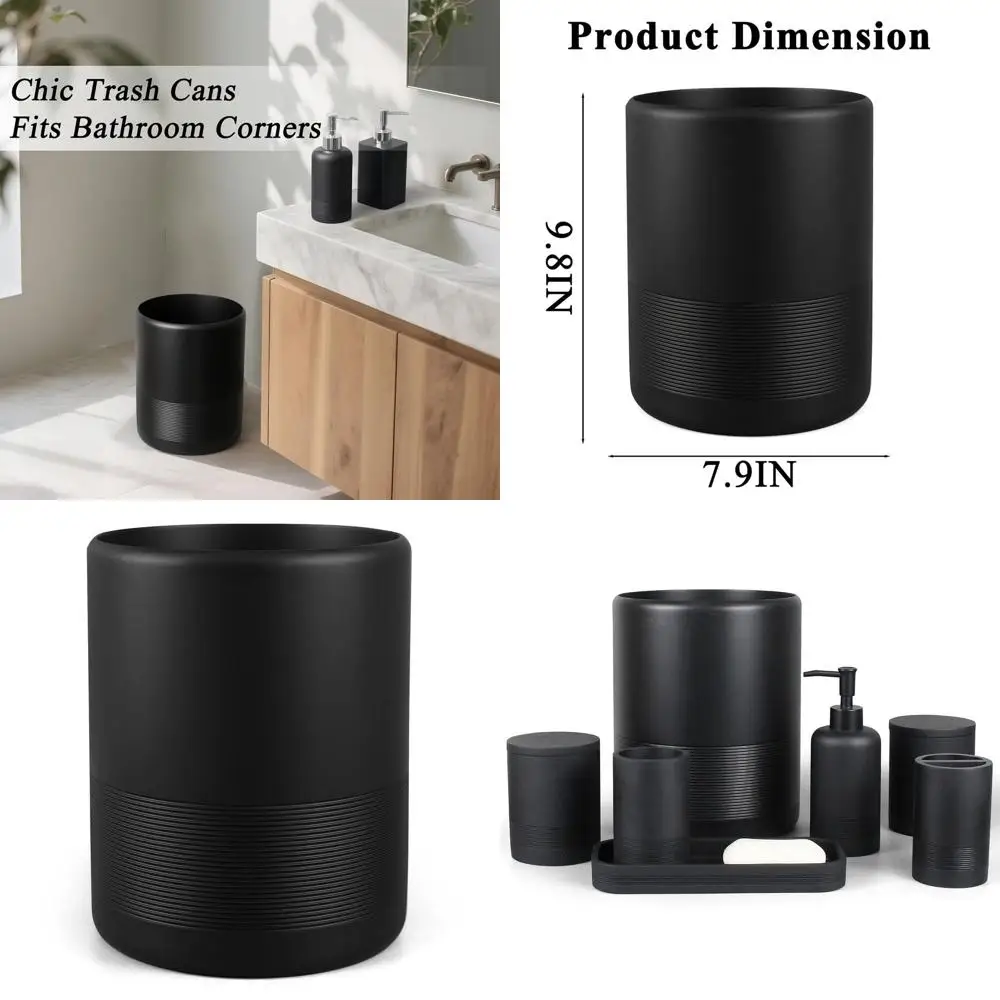 

Stylish Black Resin Waste Bin for Bathroom, Kitchen, Office, and Home Use