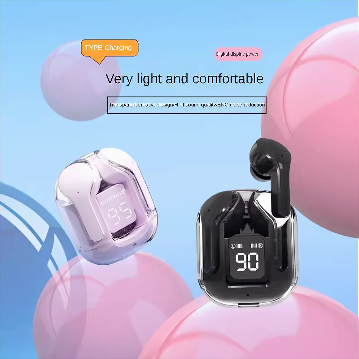 

Wireless Headphones Earphones Bluetooth Earbuds Touch Control Noise Reduction Stereo Waterproof Earbuds for Xiaomi iPhone Earbud