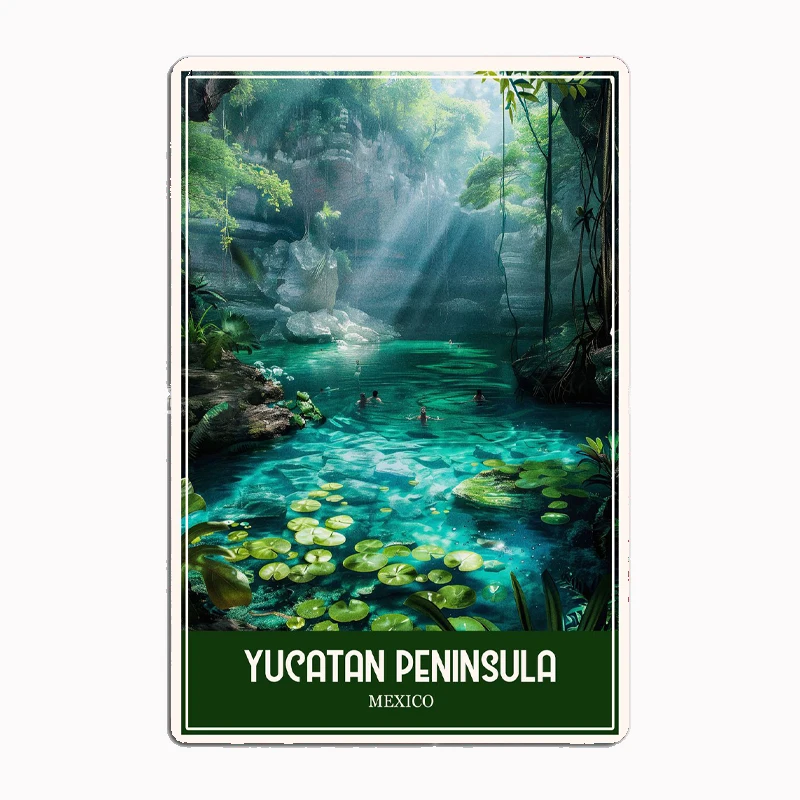 Enchanting Cenotes of the Yucatan Peninsula Mexico Poster Metal Sign Poster Garage Room Decor Automobile Club Tin Home Decor