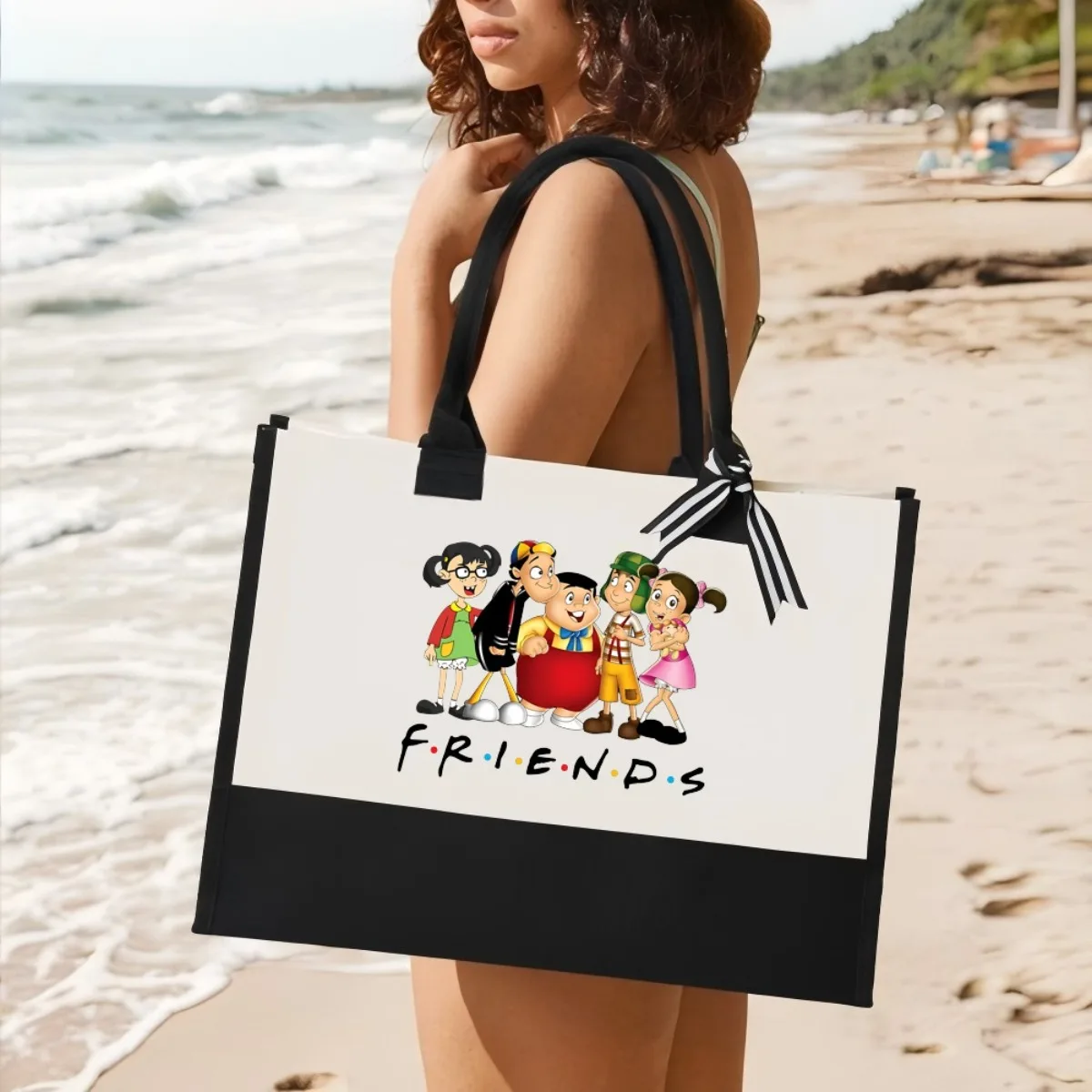 

El Chavo Anima 2026 Новое поступление, модная практичная просторная многоразовая сумка-тоут с принтом, 2-цветная сверхмощная большая сумка на плечо Ba