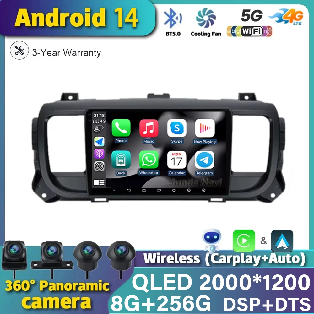 Android 14 For Peugeot Expert 3 2016 - 2021 For Citroen Jumpy 3 2016 - 2021 Car Radio Multimedia Video Player Wireless Carplay