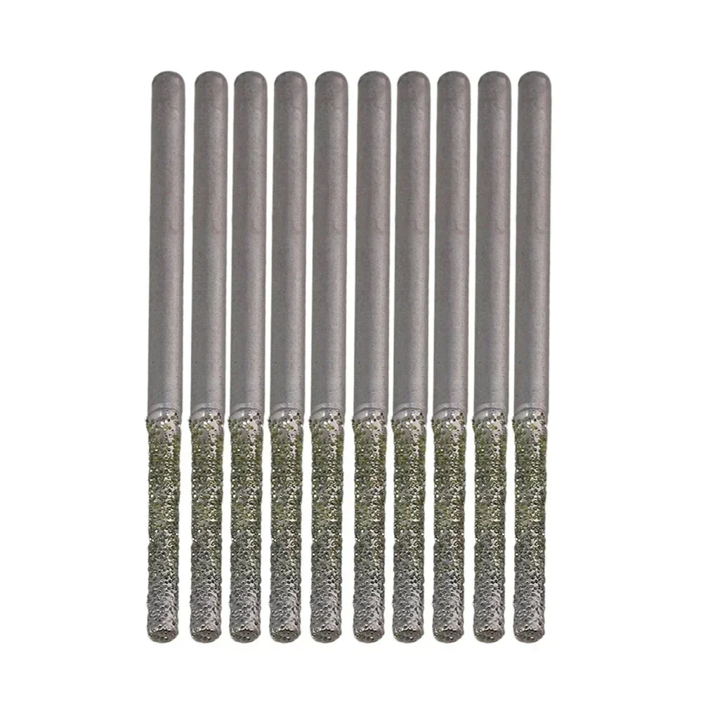 10pcs 2mm Lapidary Diamond Coated Solid Bits Gems Drilling Needle 2.35mm Shank Diamond Coated Cylindrical Burr General Tool