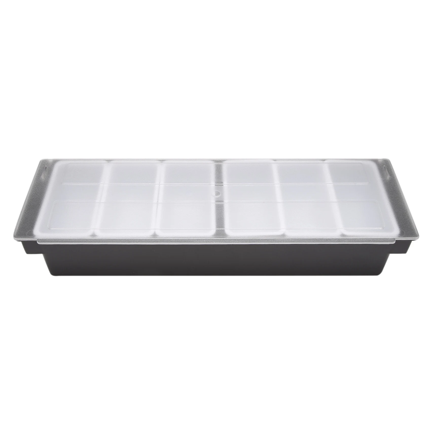 Recipiente de servir condimentos refrigerado a gelo, bandeja de decore refrigerado, caddy para trabalho doméstico ou restaurante, caixa de tempero de seis grades