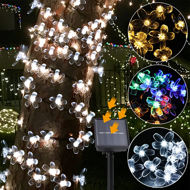 Luci solari di fiori di ciliegio solare/luce della stringa della batteria corde di fata del giardino impermeabile decorazione di natale della festa