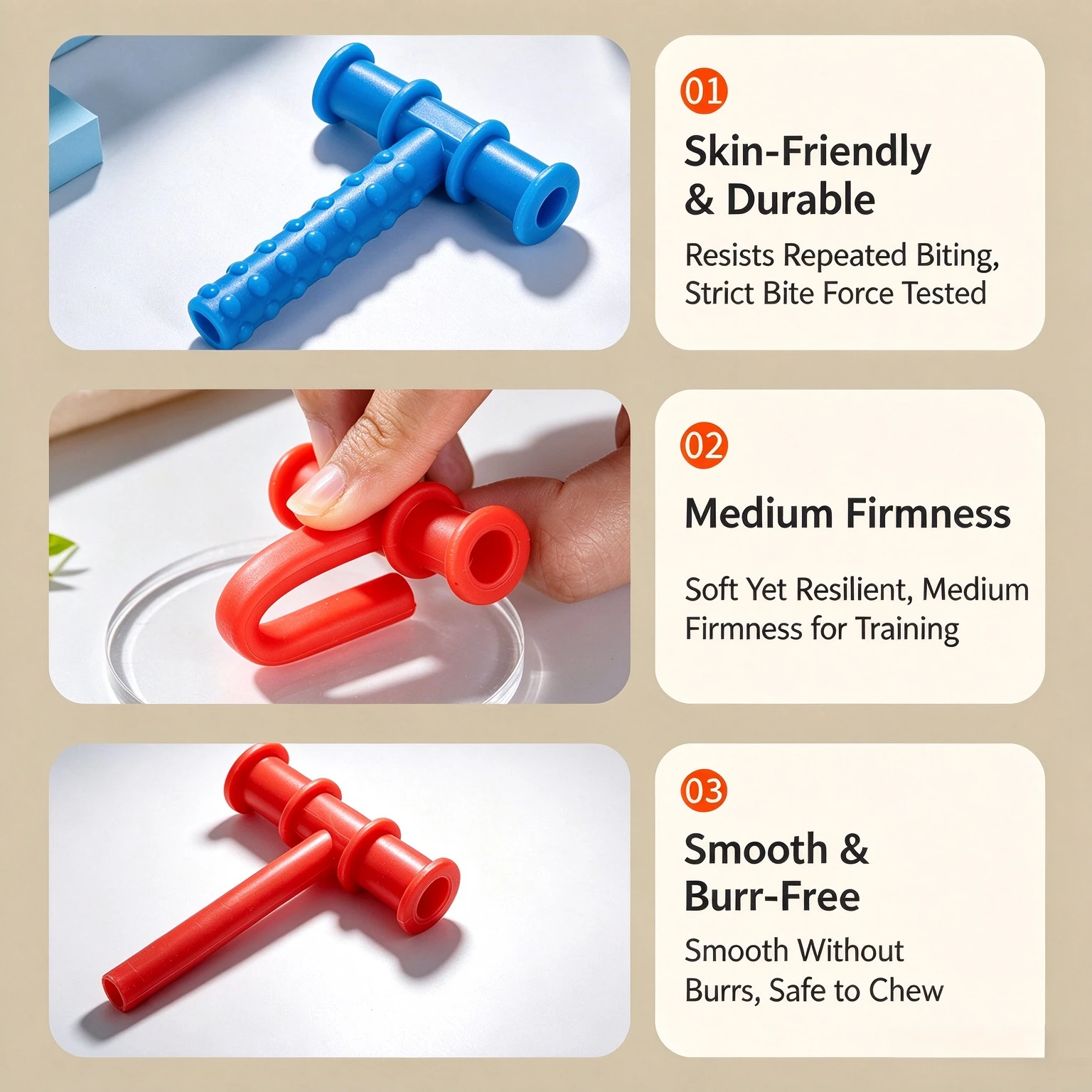 T-Shaped Speech Therapy Chew Tube Oral Motor Chewing Stick Silicone Jaw Teether for Kids Sensory Teething Training Tool