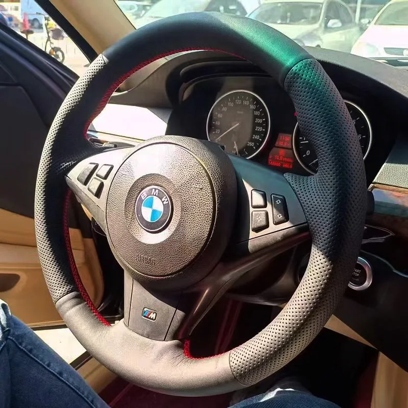 For BMW E60 M5 2005-2008 645ci E63 E64 Cabrio M6 2005-2010 Braid Car Steering Wheel Cover Full Coverage leather Accessories - Image 2