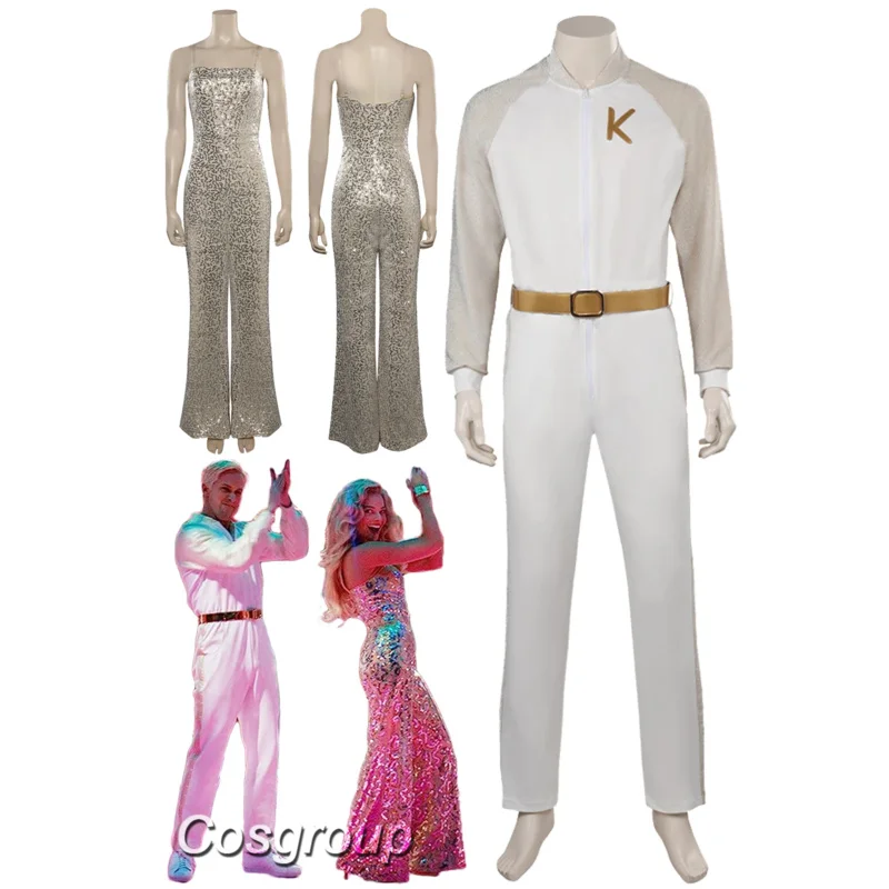 Margot Ken Cosplay Fantasia 80s Retro Disco Dance Wear 2023 Movie Barbei Costume Adult Couple Lovers Fantasy Outfit Halloween