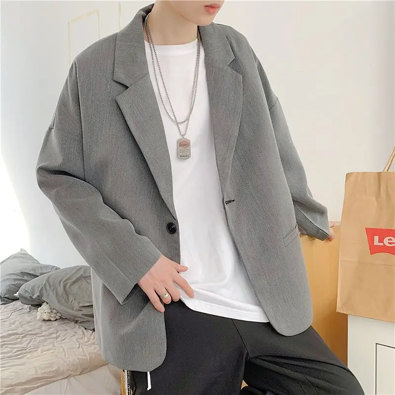 Coat Long Gray Korean Style Clothes Menswear Male Blazer Classic Original Spring Clothing Men\'s Suit Jackets New in Fashion 2024