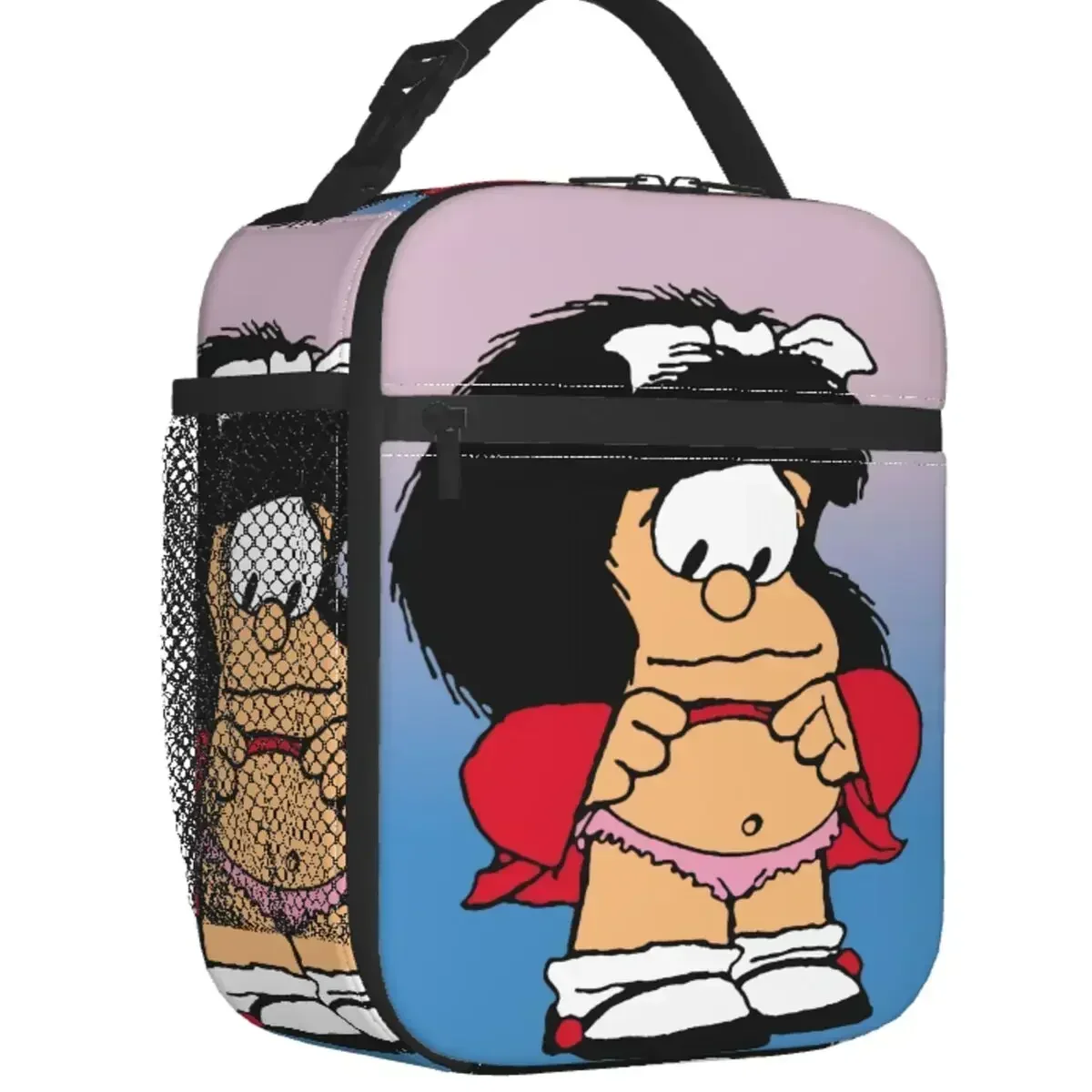 Funny Mafalda Insulated Lunch Bag for Women Resuable Quino Comic Cartoon Cooler Thermal Box Office Work School