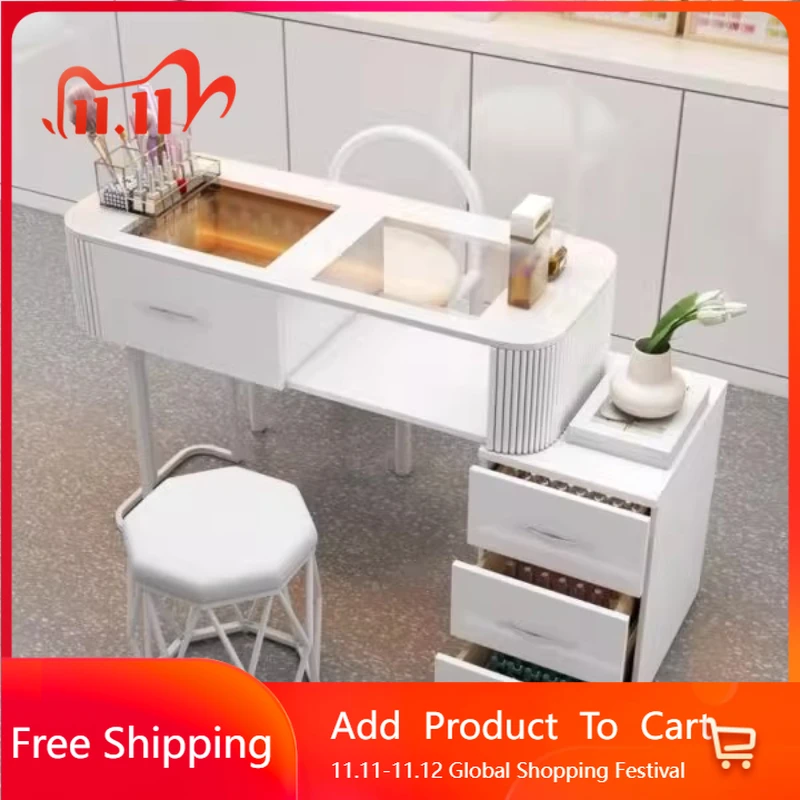 

Cream Style Aesthetic Manicure Table Japanese Organizer Light Luxury Nail Desk High Quality Salon Reception Nageltisch Furniture