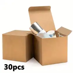 30pcs White Kraft Paper Gift Boxes 3.94x3.94x3.94in Party Favor Containers with Lids Perfect for Bridesmaids Proposals