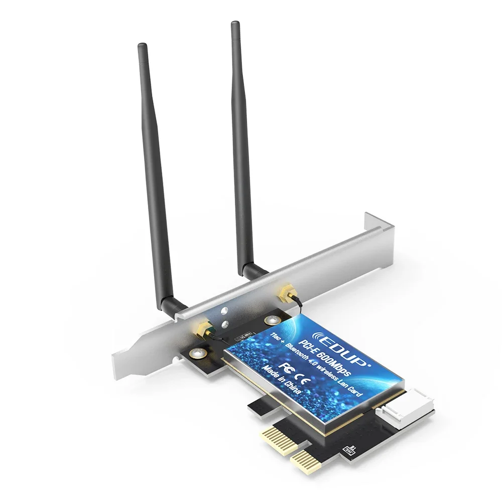 2.4ghz/5.8ghz banda dupla ac600 wifi bluetooths adaptador pci express com antena 2*5dbi wifi placa de laptop