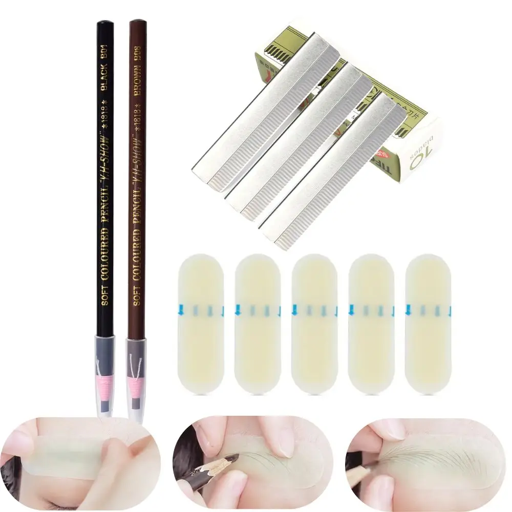 

Набор для микроблейдинга, профессиональные ножи для бровей и 5 шт., реалистичная силиконовая наклейка для переноса бровей, губы, бровей с дизайном бровей