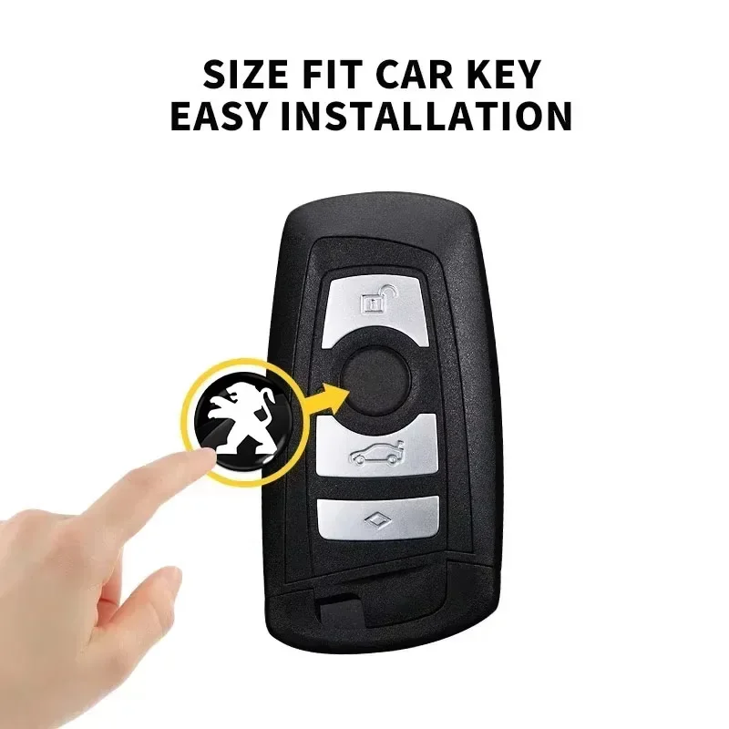 

14mm/16mm Peugeot Key Fob Cover Stickers-3M Adhesive Emblem Decals Compatible 208/2008/3008/308/508, Anti-Scratch Protection