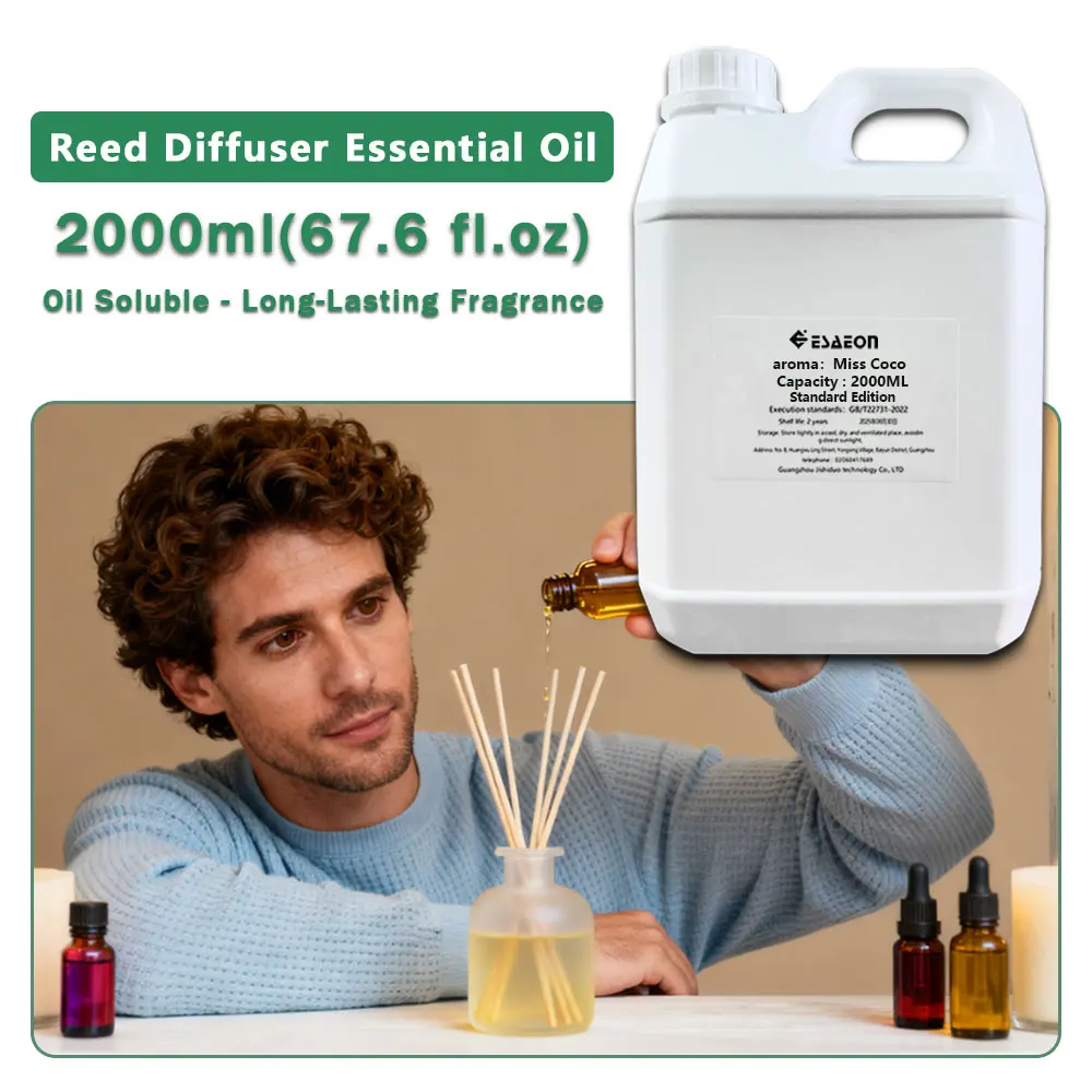 ESAEON Essential Oils - Vine Diffuser Replenishes Aromatic Oil, Aroma Reed Diffuser Oil, Miss Coco/Ice Age - 2000ML (67.6 fl.oz)