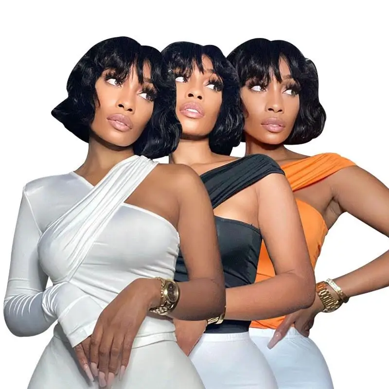 تي شيرت نسائي قصير بقصة ضيقة V-Ne oulder تي شيرت Faionable ملابس نسائية غير رسمية 00% مواد أخرى #2