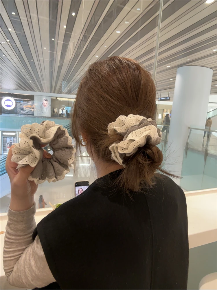 

Korean Japanese Lace Hair Ties Women's Simple Sle Hair Ba Head Ropes for Bun Fre out Faion Accories Hair Ba