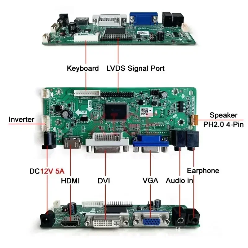 لوحة سائق تحكم لتقوم بها بنفسك ، طقم مراقبة ، DVI ، VGA ، HDMI-متوافق ، LVDS ، 30 Pin ، 1920x1080 ، HR230WU1 ، MV230FHM ، M230HCJ ، M230HGE ، 23"