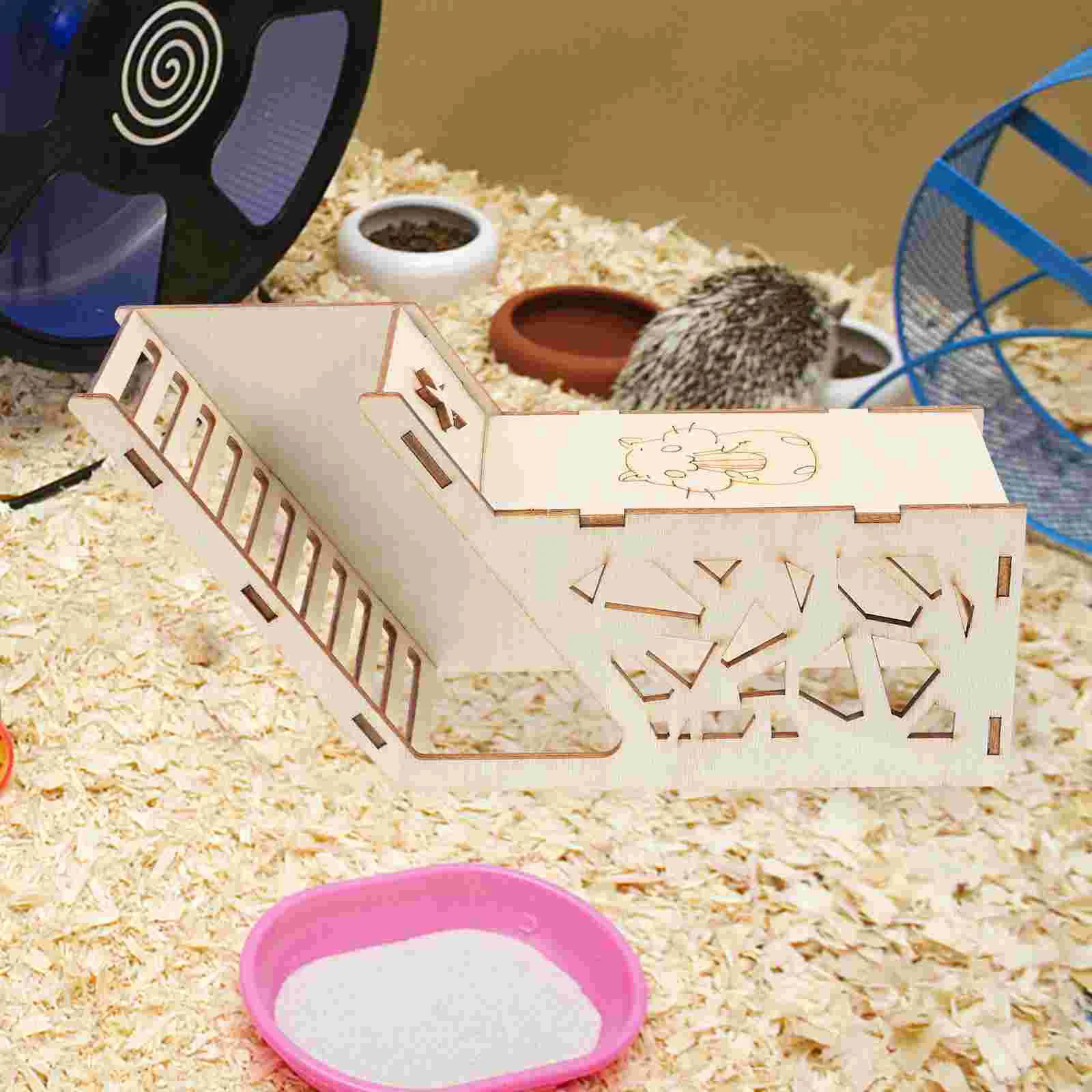 

Wooden Hideout Multifunction Hamster Toy Cage Squirrel House Pet Supply Small Animal Rest Play Area Safe Stimulating Cozy
