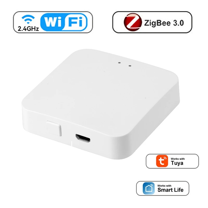 

White Gateway Hub Multi Mode Smart Home Bridge Wifi Bluetooth Zigbee Remote Control Work With Alexa Google Home