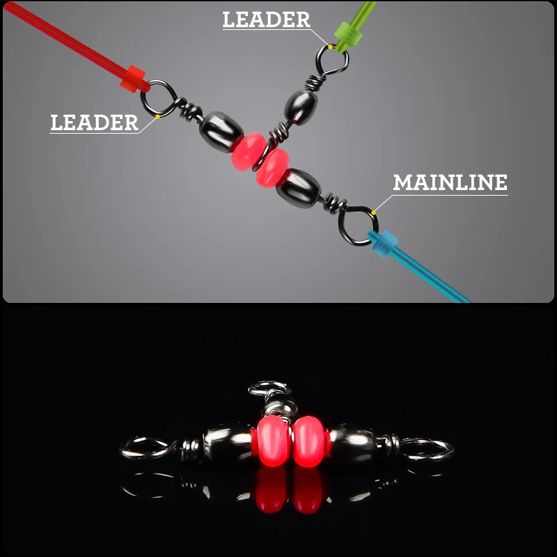 100pcs/Set Fishing Connector Three Way Barrel Swivel Snap Ring With Beads For Fishhook Lure Line Fishing Accessories image 4