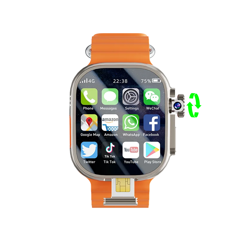 DW99 DW100 S10 الإصدار الخلوي ساعة ذكية 4G بطاقة SIM 180 °   Rotaty Camera Play Store 256GB App تنزيل Amoled Smartwatch GPS