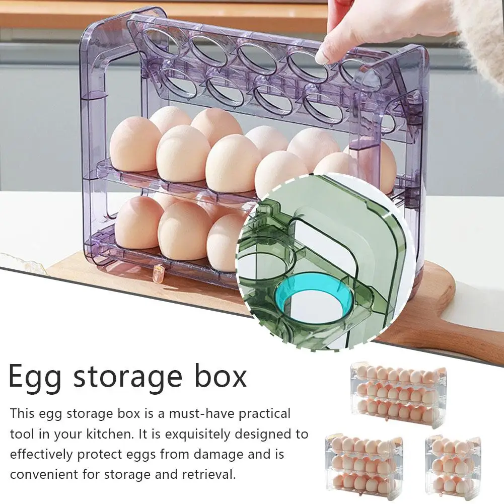 

New Egg Storage Box Refrigerator Organizer Food Containers Holder Boxes Egg Storage Dispenser Tray Fresh-keeping Case Kitch P3I5