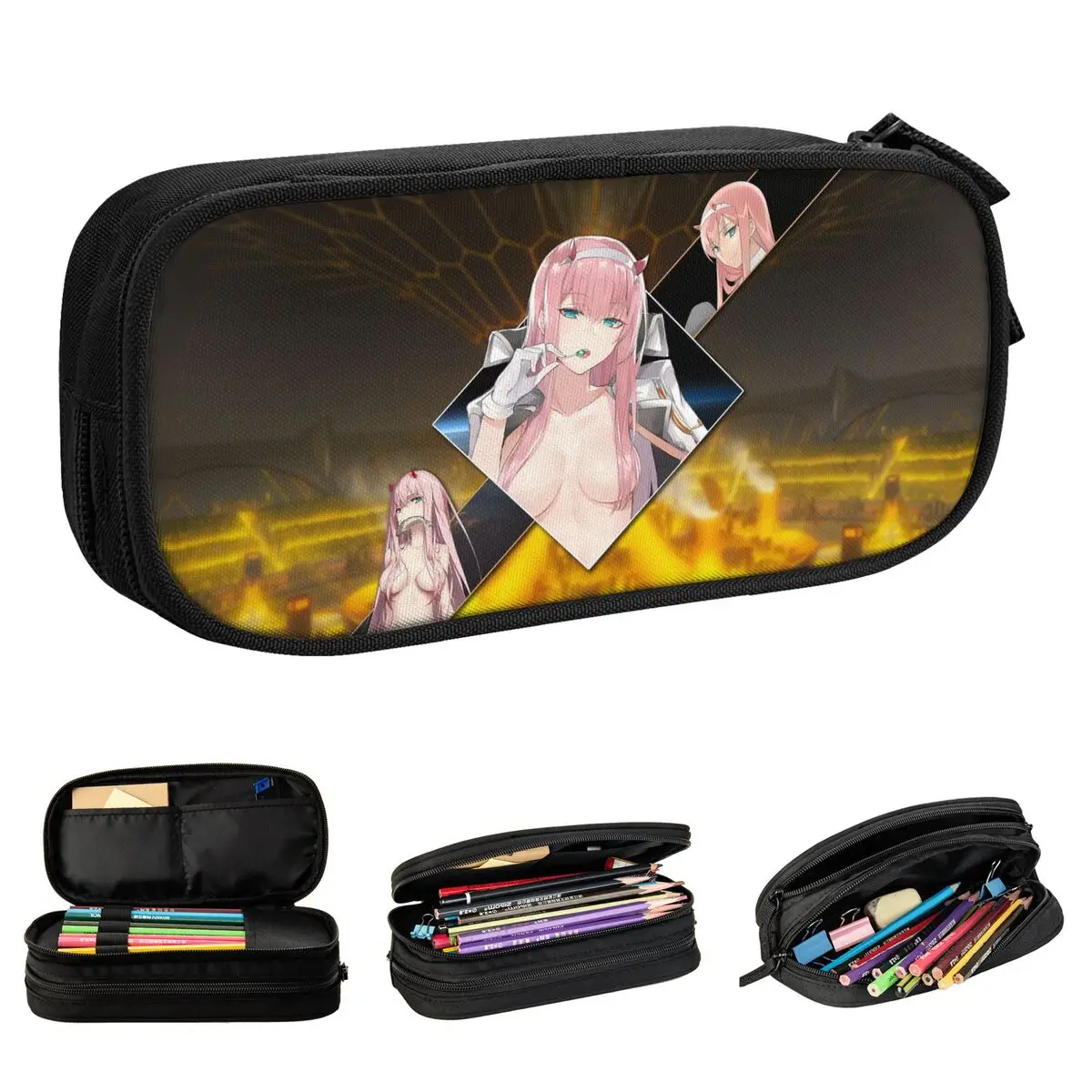 Darling In The Franxx Zero Two Pencil Case Anime Kiss of Death Pen Box Bag Girl Boy Large Storage Students School  Pencilcases