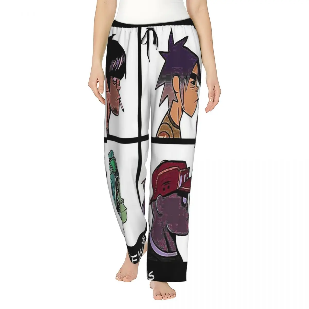 

Женские пижамные штаны Gorillaz с музыкальной группой на заказ, одежда для сна с карманами для сна и отдыха