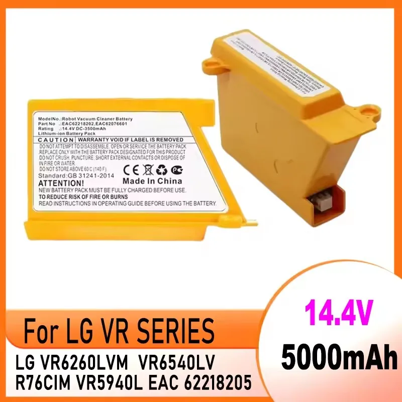 For LG Robotic Vacuum Cleaner Battery EAC62218205 VR6260LVM VR6540LV R76CIM Capacity 2600mAh 3000mAh 3500mAh 4000mAh 5000mAh