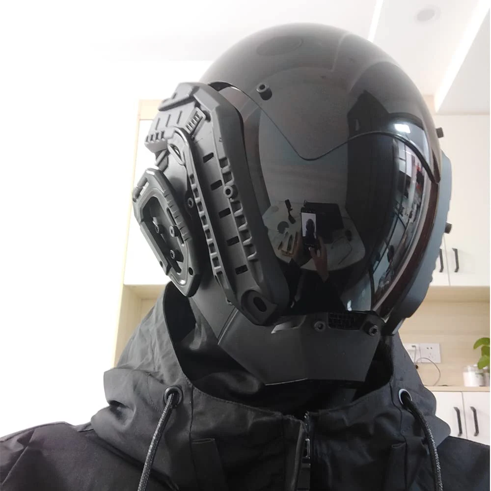 Máscara mecánica Cyberpunk, estilo futurista, Airsoft, Paintball, táctico, acabado oscuro no iluminado, apto para fiesta de Cosplay de Halloween