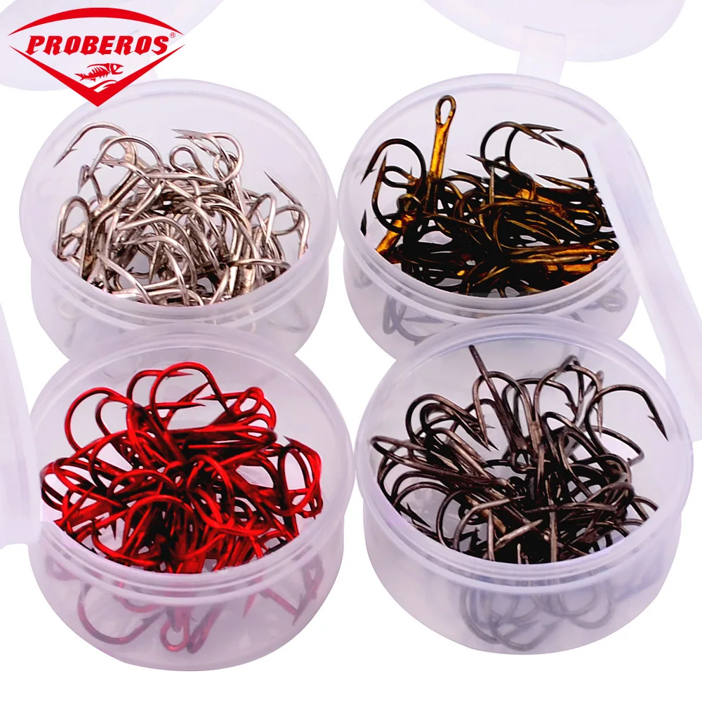 

20 boxed fish hooks in black nickel/tea/silver/red 4-color Three hooks with barbed anchor hooks2 # -4 # -6 # -8 # -10#