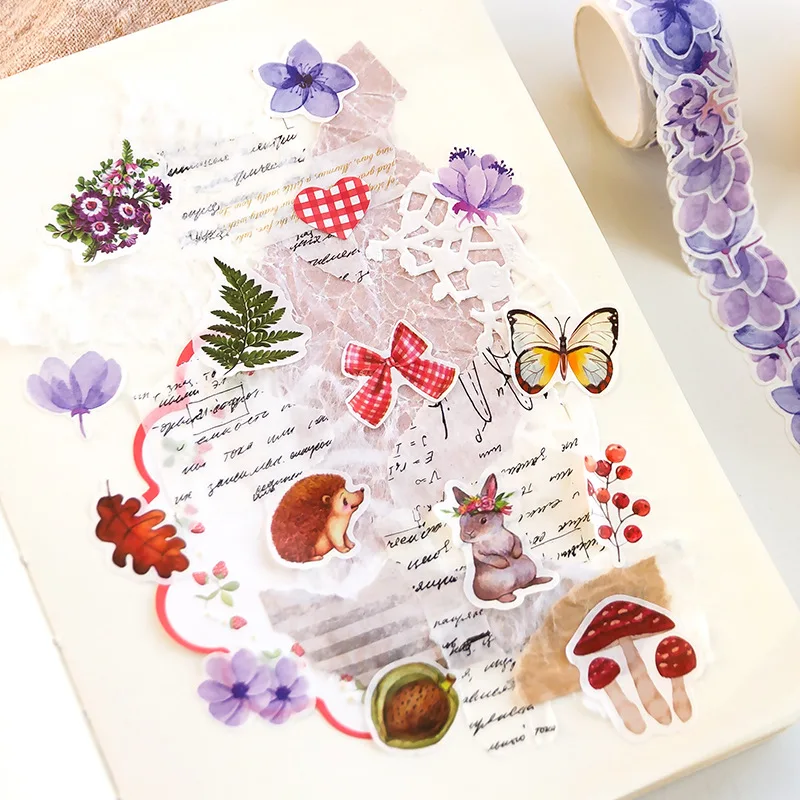 Card Lover 100 Pcs Autumn Song Series Vintage Journal Sticker Scrapbook Washi Paper Butterfly Stickers