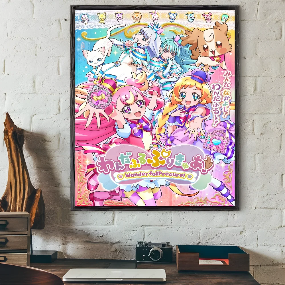 Smile P-Precure لطيف أنيمي المشارك لزجة جدار الفن الطباعة مقاوم للماء غرفة المعيشة المنزلي غرفة نوم بار المدخل ديكور جمالي