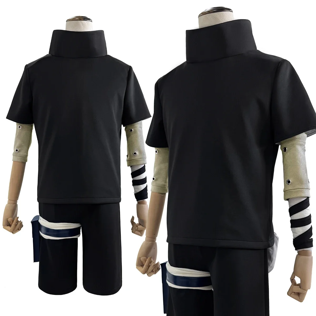 

Cosplay Anime Uchiha Sasuke Cosplay Costume Black Top Shorts Waist Bag Animation Convention Adult Unisex Halloween Christmas