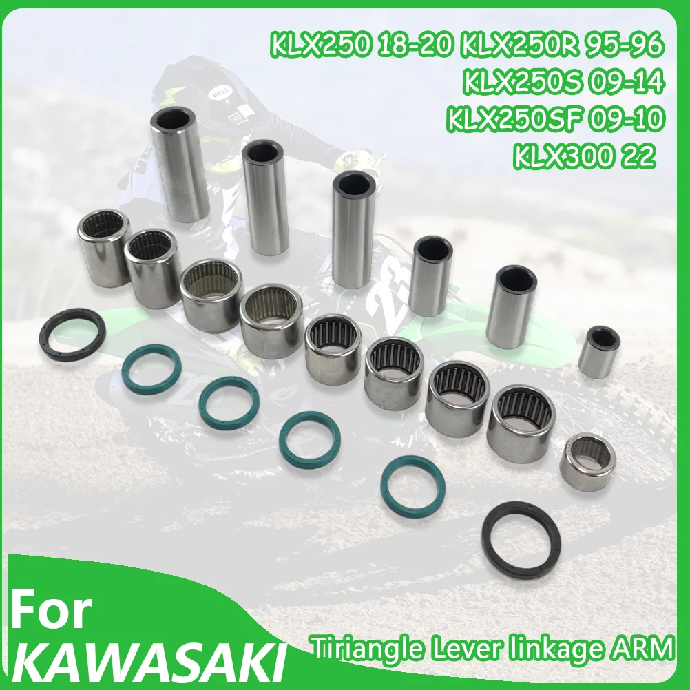 

For KAWASAKI KLX250 Motorcycle Linkage ARM Bearing Triangle Lever Oil Seal Bushing KLX250R KLX300 KLX300SM Arm Maintenance Kit
