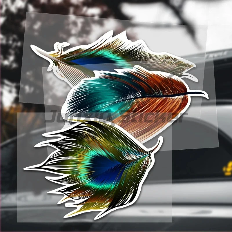 

Feather Cartoon Peacock Feather Car Windows, Motorcycle Bumper Stickers, Decals, Notebook Luggage Stickers