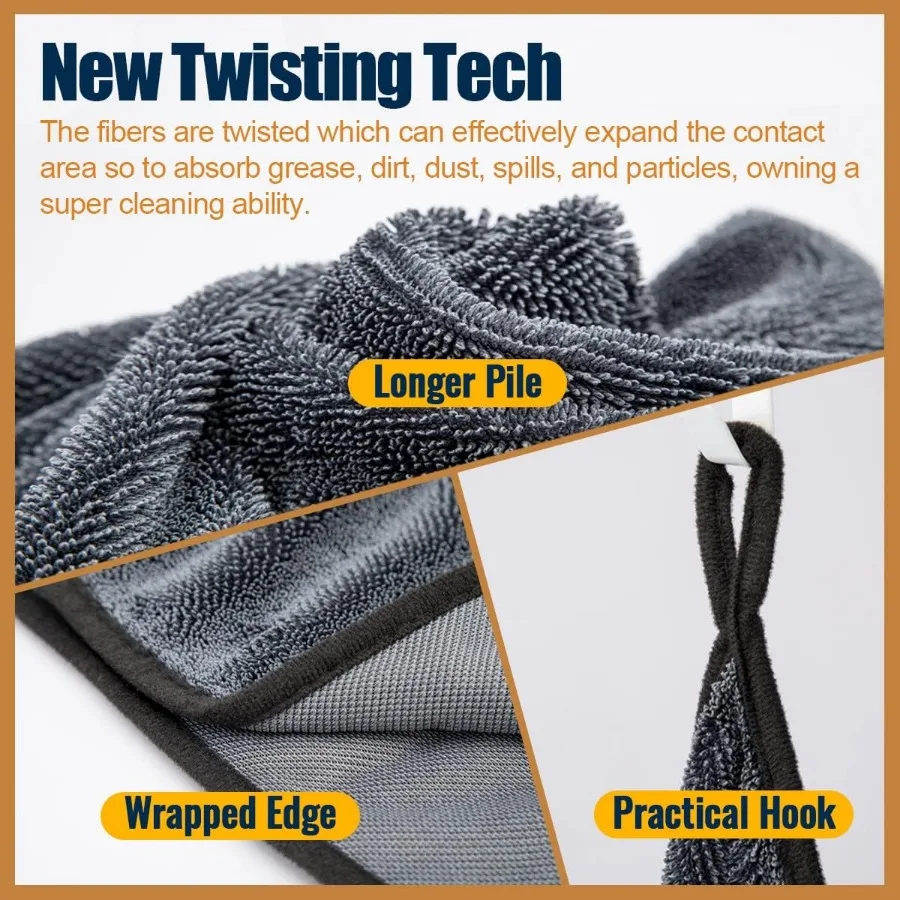 XL 35x24 "600GSM منشفة من الألياف الدقيقة - فائقة الامتصاص وخالية من الوبر لغسيل السيارات وتجفيف التفاصيل #5