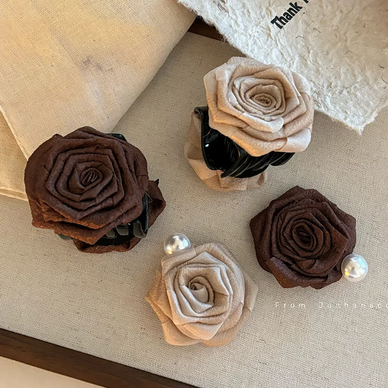 Maple Leaf Brown Flower Barrettes High Sense Niche Temperament Bang Clip Grip Updo Shark Clip Hairpin Hair Ornaments Female