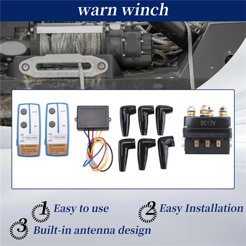 AU63-12V 500A Contattore relè solenoide verricello + Kit telecomando verricello wireless per camion Jeep ATV 5500-12000Lbs Verricello (500A)
