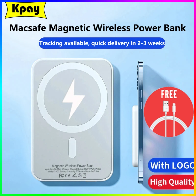 

Portable Macsafe Power Bank Magnetic Wireless Powerbank For iphone 15 14 13 12 Pro Max External Auxiliary Backup Battery Pack