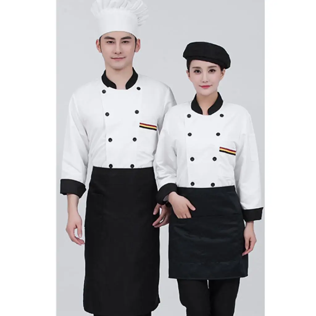 Unisex Long Sleeve Chef Coat with Long Sleeves for Men Women White Color