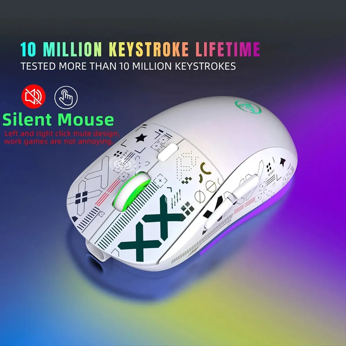 【acessorios-para-jogos】-rato-mecanico-sem-fios-t90-24g-rato-para-jogos-com-iluminacao-rgb-design-ergonomico-3600-dpi-11-modos-de-iluminacao-rgb-rato-branco