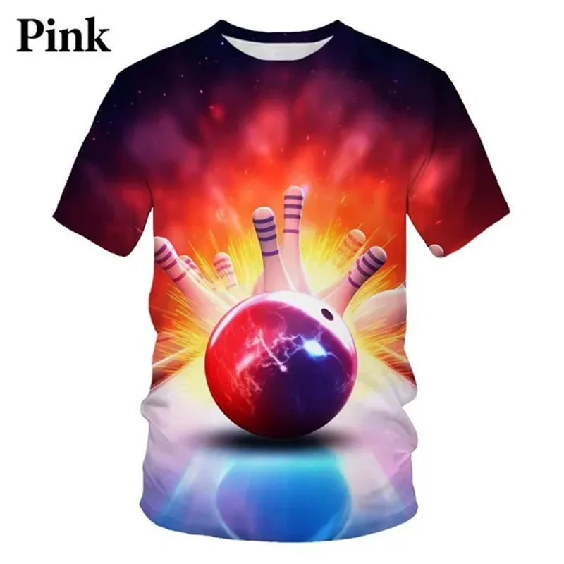 

3D Bowling Printed Pop Sports T Shirts For Men Women Harajuku Streetwear Tee Shirts Kids Cool Hipster Colorful Ball Short Sleeve