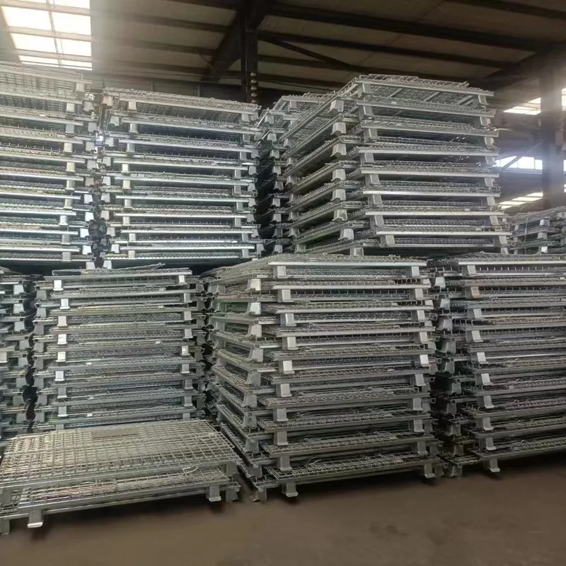 Cestini per pallet da magazzino pieghevoli per carichi pesanti 1000 * 840 * 800mm Cestini per pallet da magazzino con gabbia in rete metallica zincata