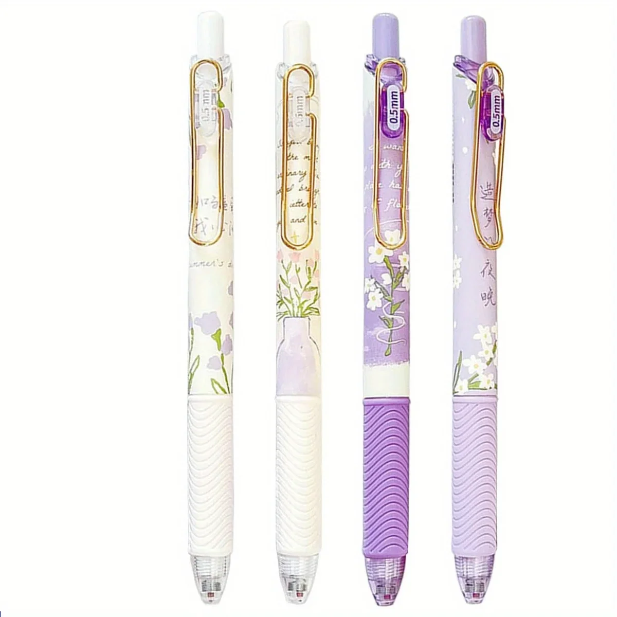 4 Stück Niedliche Blumen-Gelstifte, Einziehbarer Gelstift, 0,5mm Schnelltrocknender Schwarzer Tintenstift, Niedlicher Stift, Feinspitzenstift, Glatter Schreibstift – Detail 2