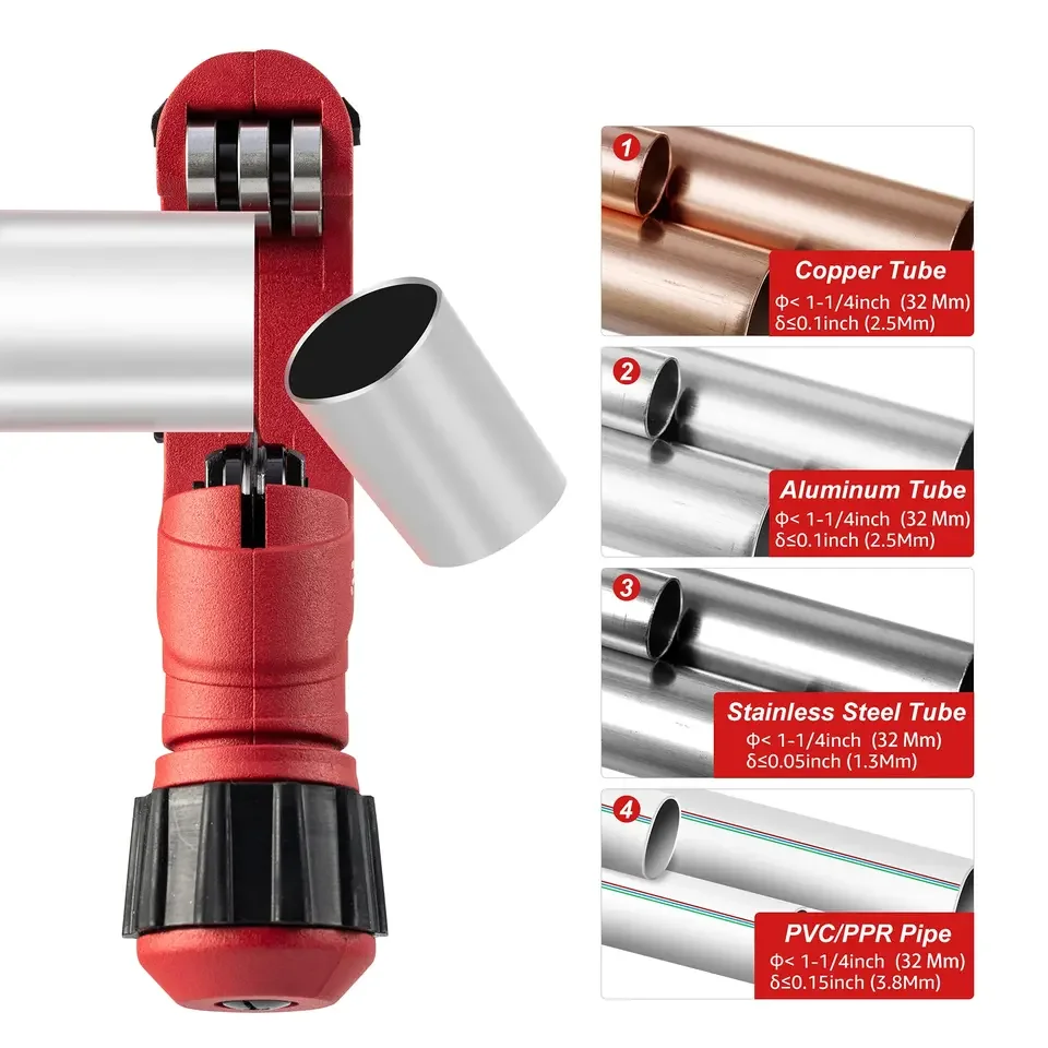 Herramienta cortadora de tubos de 4-32MM para tubos rígidos, tubo fino de acero inoxidable de PVC de aluminio de 3/16 "a 2" de diámetro exterior